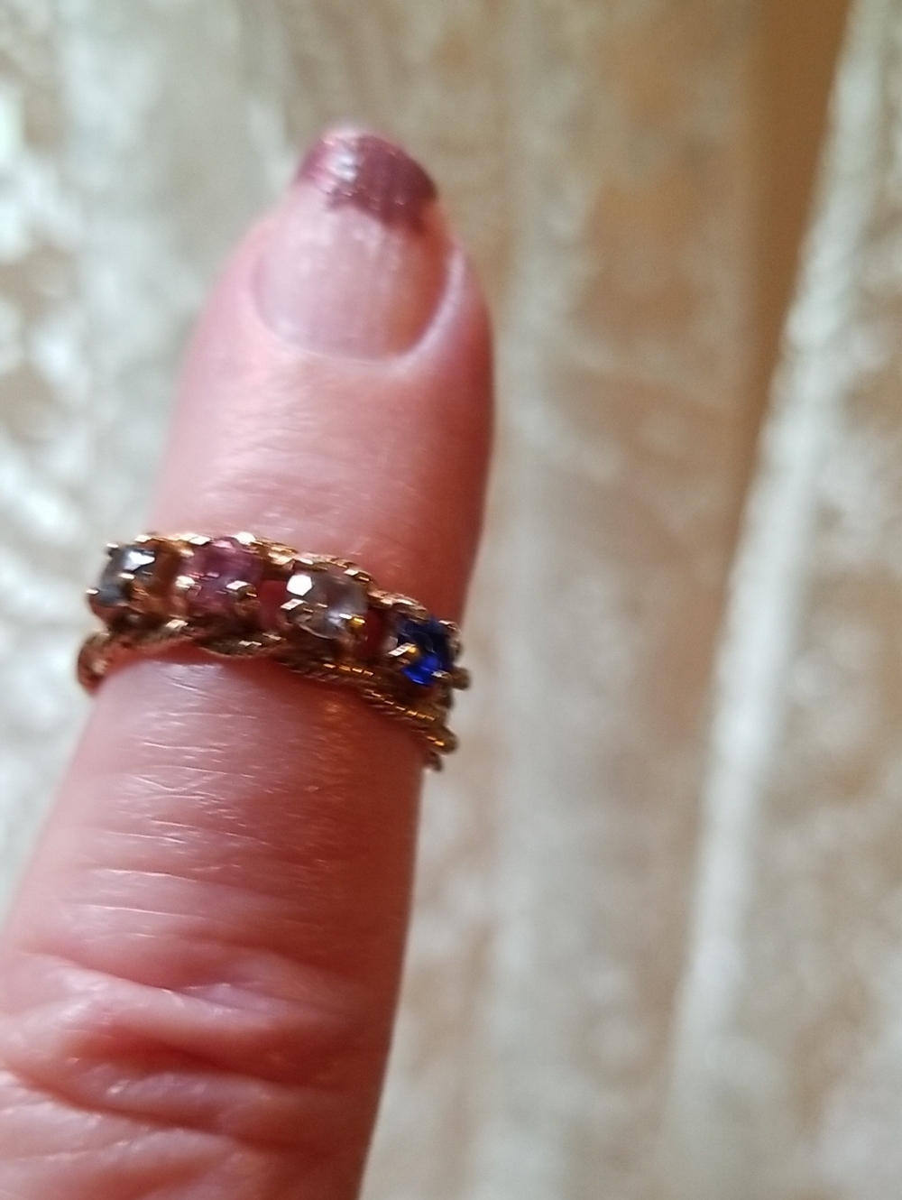 10K gold ring with gemstones